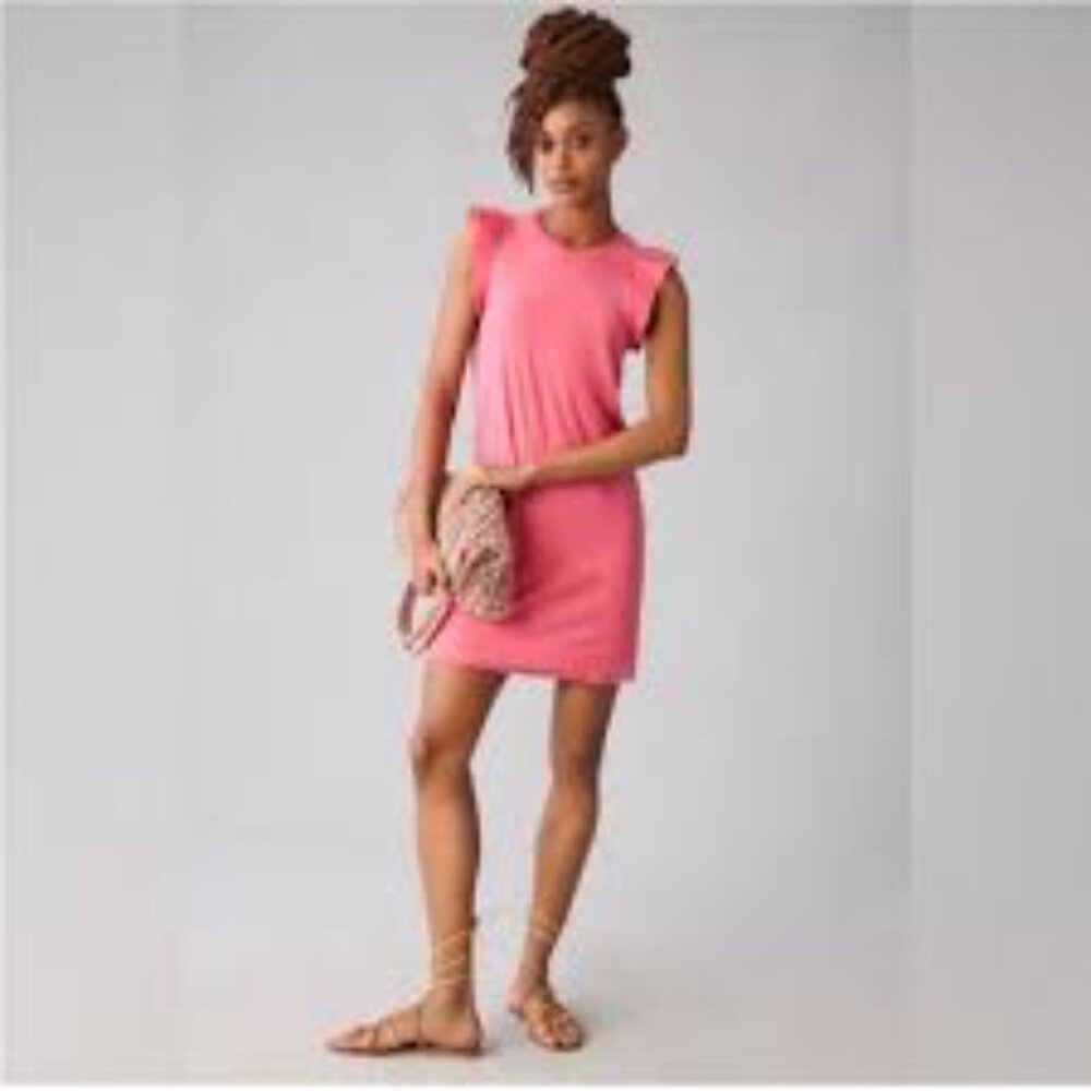 ✅ Nation Ltd Elliot Flutter Sleeve‎ Pima Cotton Dress Sz SMALL